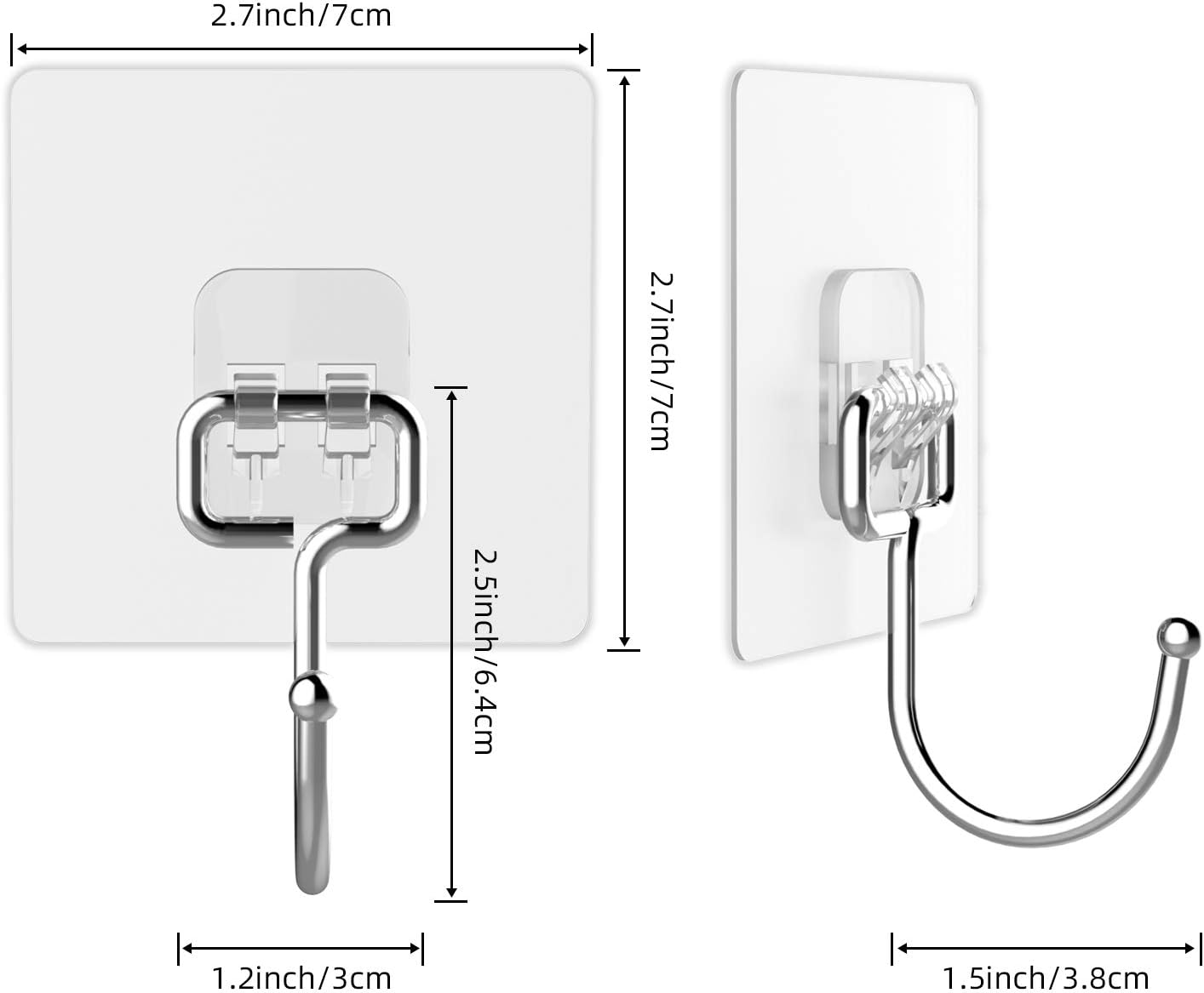Large Hooks for Hanging Heavy-Duty 44Ib(Max) 10 Packs. Wall Hangers without Nails Self-Adhesive Traceless Clear and Removable. Waterproof and Rustproof Multiple Uses for Bathroom Kitchen Home - Image 9