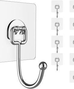 Large Hooks for Hanging Heavy-Duty 44Ib(Max) 10 Packs. Wall Hangers without Nails Self-Adhesive Traceless Clear and Removable. Waterproof and Rustproof Multiple Uses for Bathroom Kitchen Home