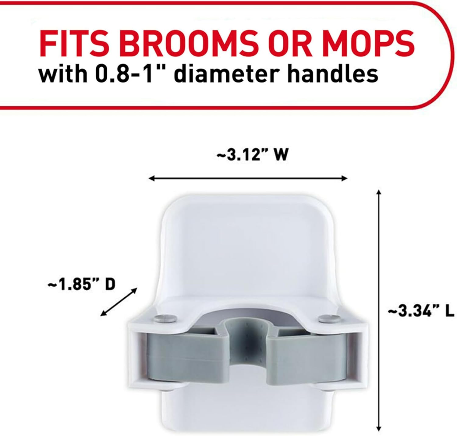 Command Broom Grippers. 2 Hangers and 4 Strips. Damage-Free Mop and Broom Holder Wall Mount. Household Cleaning Tool Organizer for Kitchen. Laundry Room. Closet. Holds up to 4 lb - Image 5